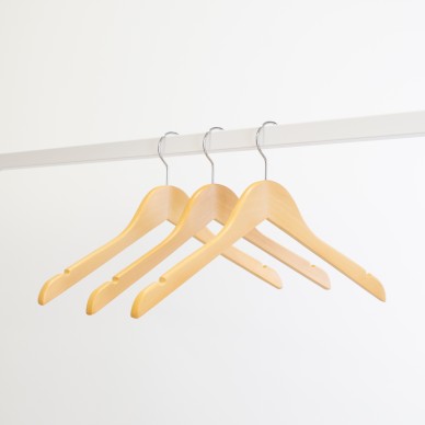 Cintre en bois avec encoches, 41 cm, bois de lotus, crochet brillant 2