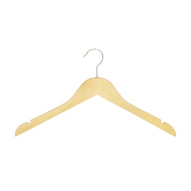 Cintre en bois avec encoches, 41 cm, bois de lotus, crochet mat