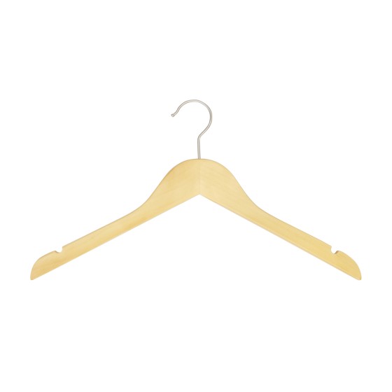 Cintre en bois avec encoches, 41 cm, bois de lotus, crochet mat