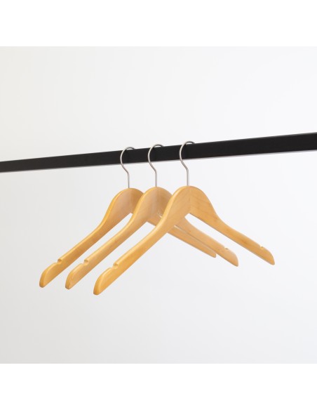 Cintre en bois avec encoches, 41 cm, bois de lotus, crochet mat