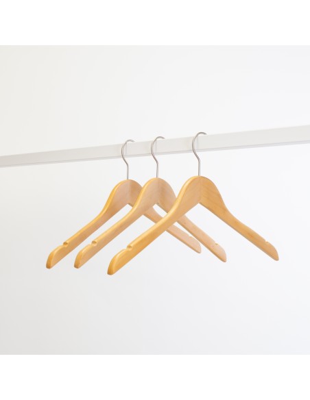 Cintre en bois avec encoches, 41 cm, bois de lotus, crochet mat