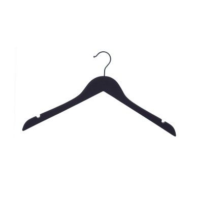 Cintre soft touch noir, 41 cm, bois de lotus, crochet noir