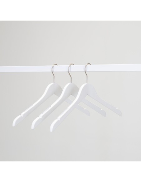 Cintre blanc avec encoches, 41 cm, bois de lotus, crochet mat