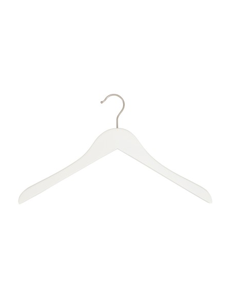 Cintre blanc sans encoches, 41 cm, bois de lotus, crochet mat