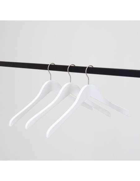 Cintre blanc sans encoches, 41 cm, bois de lotus, crochet mat