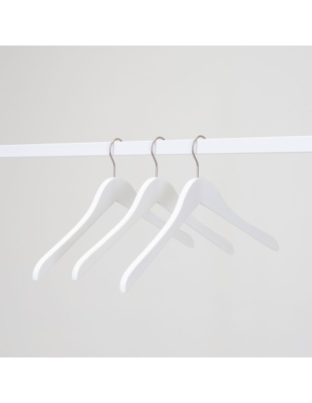 Cintre blanc sans encoches, 41 cm, bois de lotus, crochet mat