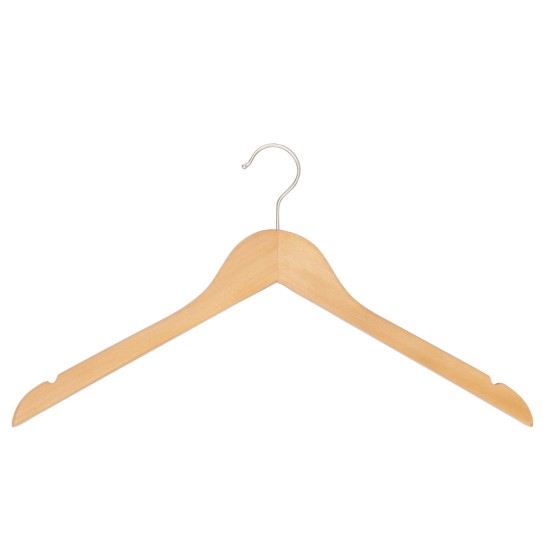 Cintre en bois avec encoches, 44 cm, bois de lotus, crochet mat