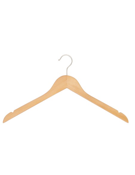 Cintre en bois avec encoches, 44 cm, bois de lotus, crochet mat