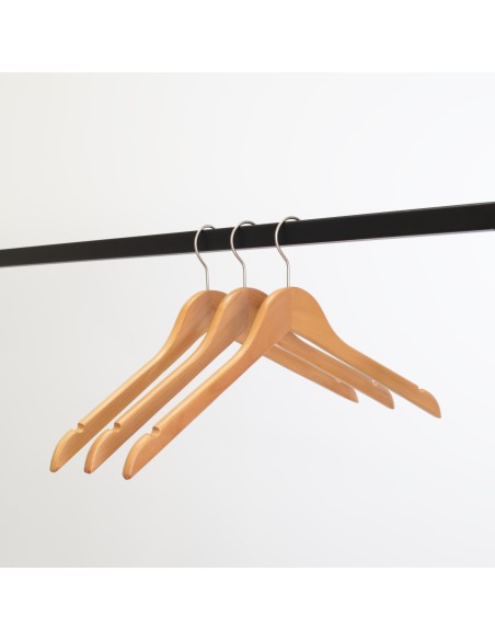 Cintre en bois avec encoches, 44 cm, bois de lotus, crochet mat