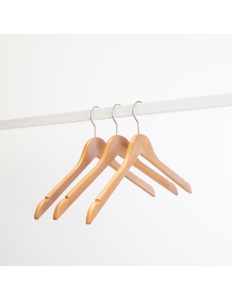 Cintre en bois avec encoches, 44 cm, bois de lotus, crochet mat