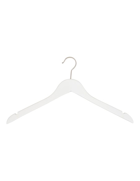 Cintre blanc avec encoches, 44 cm, bois de lotus, crochet mat