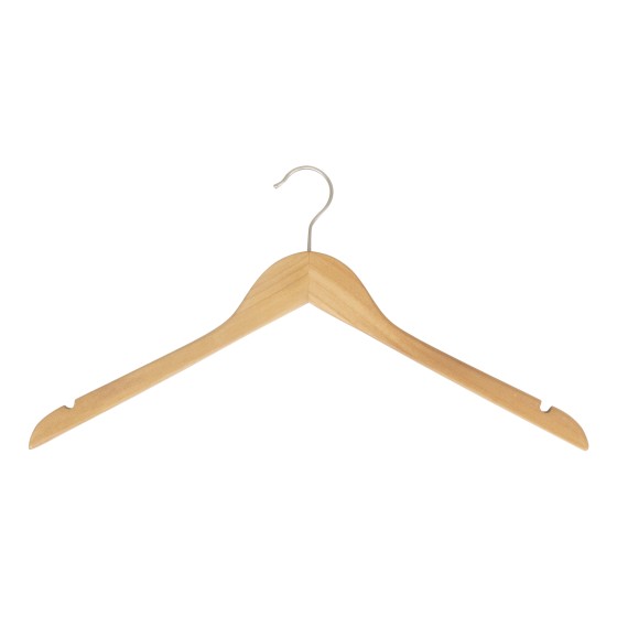 Cintre en bois avec encoches, 47 cm, bois de lotus, crochet mat