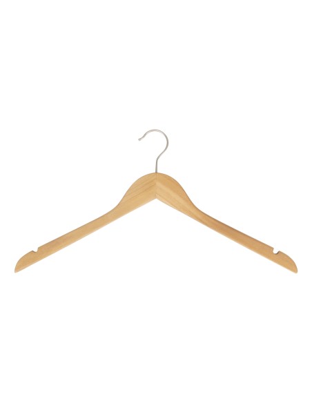 Cintre en bois avec encoches, 47 cm, bois de lotus, crochet mat