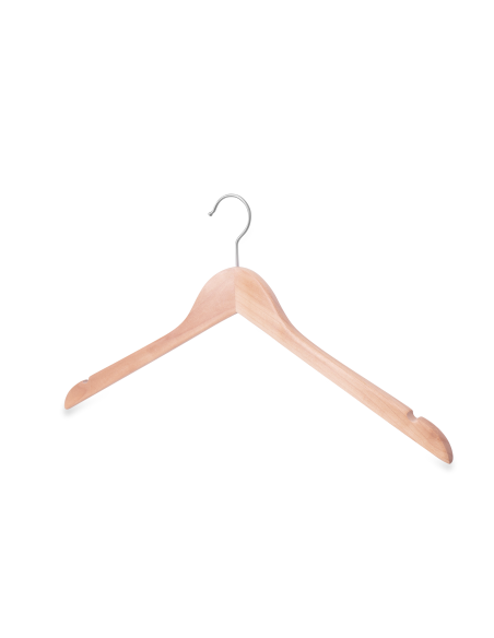 Cintre en bois avec encoches, 47 cm, bois de lotus, crochet mat