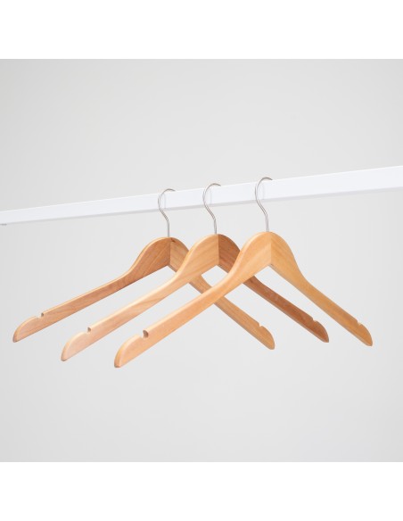 Cintre en bois avec encoches, 47 cm, bois de lotus, crochet mat