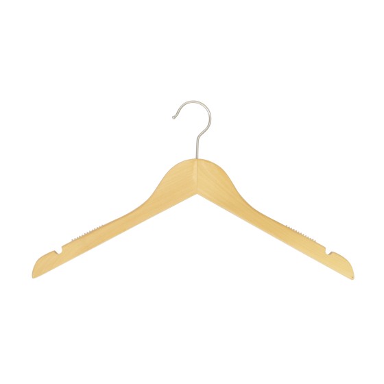 Cintre en bois avec encoches et antiglisse, 41 cm, bois de lotus, croc