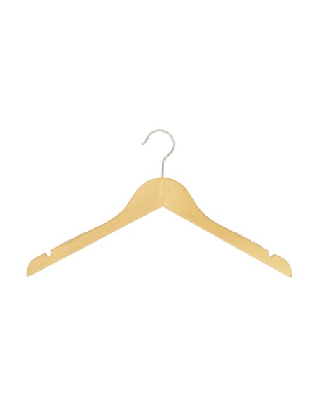 Cintre en bois avec encoches et antiglisse, 41 cm, bois de lotus, croc