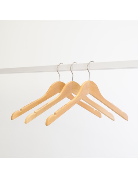 Cintre en bois avec encoches et antiglisse, 41 cm, bois de lotus, croc