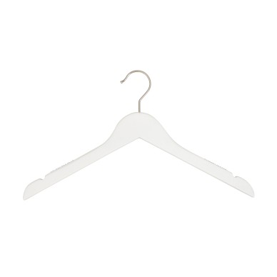 Cintre blanc avec encoches et antiglisse, 41 cm, bois de lotus, croche