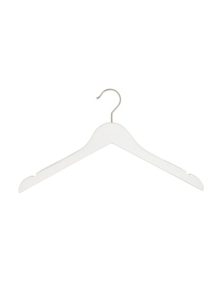 Cintre blanc avec encoches et antiglisse, 41 cm, bois de lotus, croche