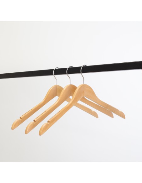 Cintre en bois avec encoches et antiglisse, 44 cm, bois de lotus, croc