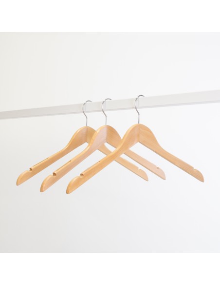 Cintre en bois avec encoches et antiglisse, 44 cm, bois de lotus, croc