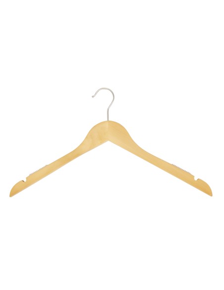 Cintre en bois avec encoches et antiglisse, 44 cm, bois de lotus, croc