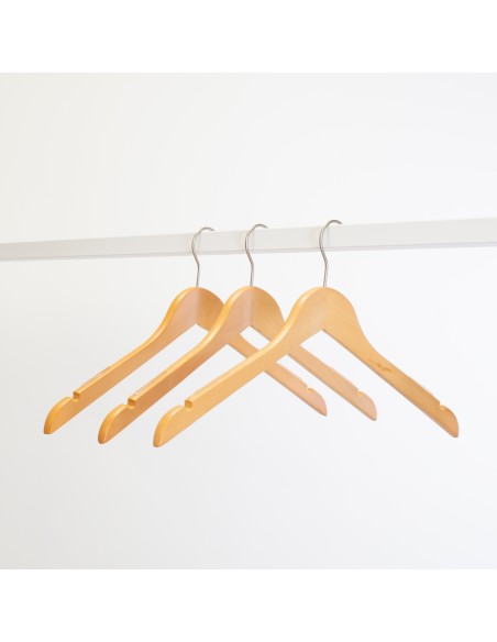 Cintre en bois avec encoches et antiglisse, 44 cm, bois de lotus, croc