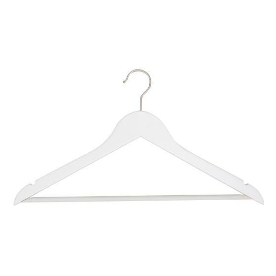 Cintre blanc avec encoches et antiglisse, 44 cm, bois de lotus, croche