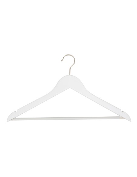 Cintre blanc avec encoches et antiglisse, 44 cm, bois de lotus, croche