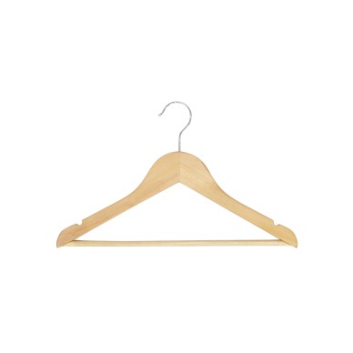 Cintre en bois avec encoches et barre antiglisse, 35 cm, crochet brill