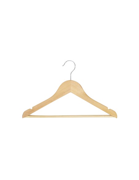 Cintre en bois avec encoches et barre antiglisse, 35 cm, crochet brill