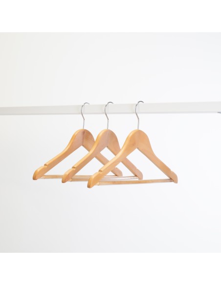 Cintre en bois avec encoches et barre antiglisse, 35 cm, crochet brill