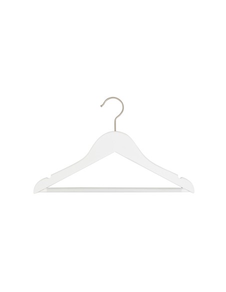 Cintre blanc avec encoches et barre antiglisse, 35 cm, bois de lotus,