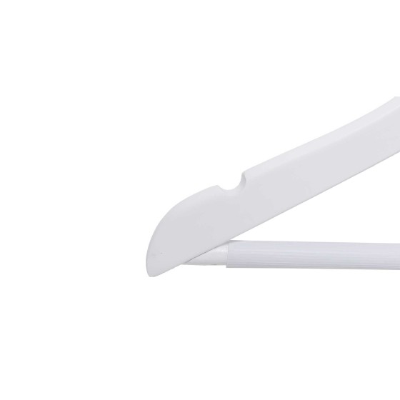 Cintre blanc avec encoches et barre antiglisse, 35 cm, bois de lotus,