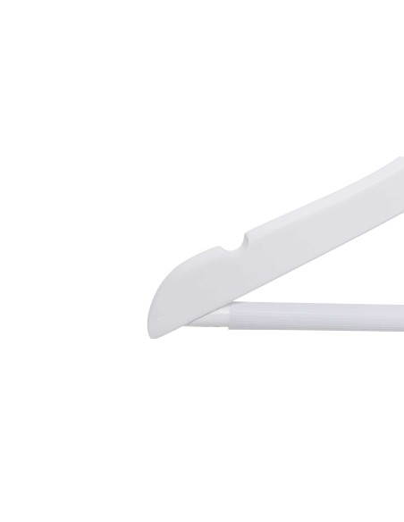 Cintre blanc avec encoches et barre antiglisse, 35 cm, bois de lotus,