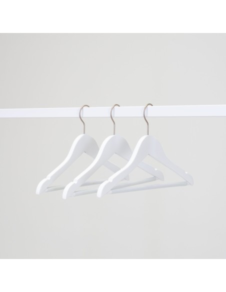 Cintre blanc avec encoches et barre antiglisse, 35 cm, bois de lotus,