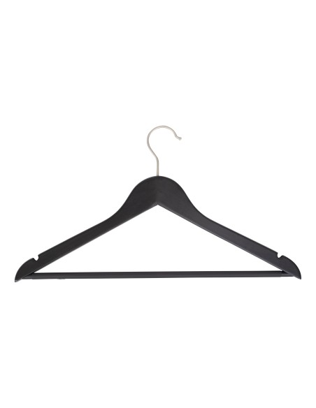 Cintre noir avec encoches et barre antiglisse, 44 cm, bois de lotus, c