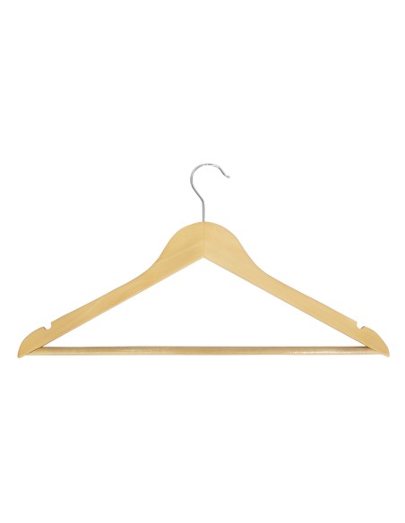 Cintre en bois avec encoches et barre antiglisse, 44 cm, crochet brill