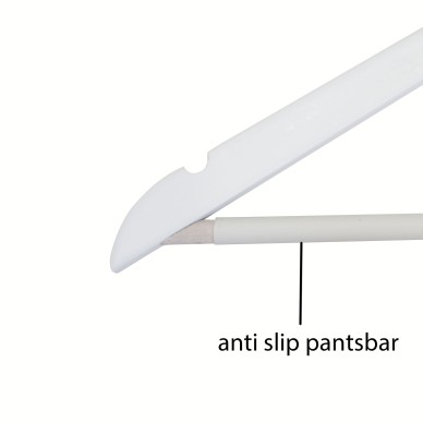 Cintre blanc avec encoches et barre antiglisse, 44 cm, bois de lotus, 2