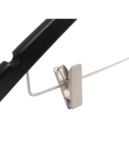 Cintre noir à pinces, avec encoches, 44 cm, bois de lotus, crochet mat