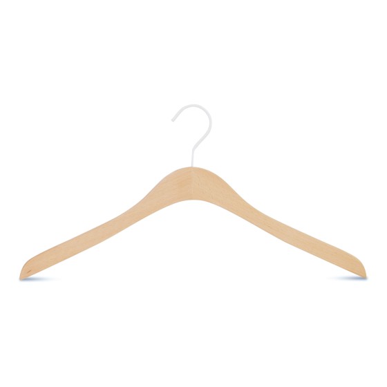 Cintre droit en bois de hêtre, 41 cm, crochet blanc