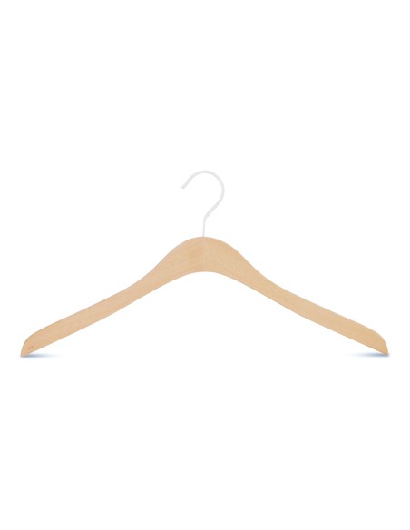 Cintre droit en bois de hêtre, 41 cm, crochet blanc