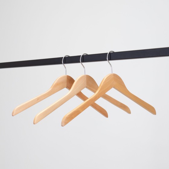 Cintre droit, bois de lotus, 41 cm, crochet brillant