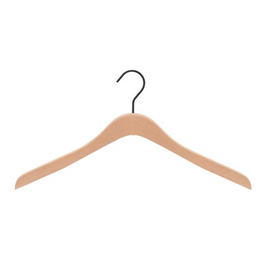 Cintre droit en bois de hêtre, largeur 44 cm, crochet noir