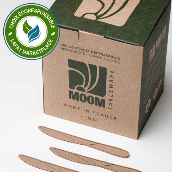 Couteau réutilisable en canne à sucre 16cms Made in France 2400 pcs