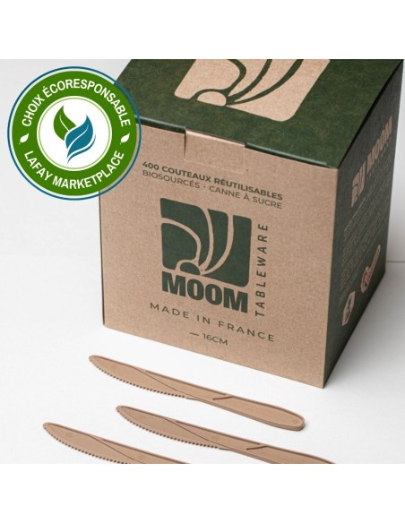 Couteau réutilisable en canne à sucre 16cms Made in France 2400 pcs