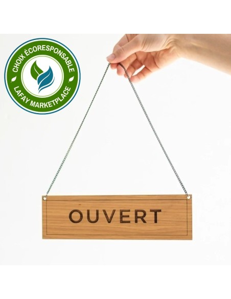 Panneau d'affichage "Ouvert/Fermé" en bois