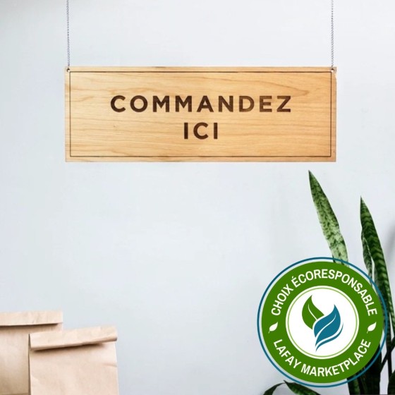 Panneau d'affichage "Commandez Ici" en bois