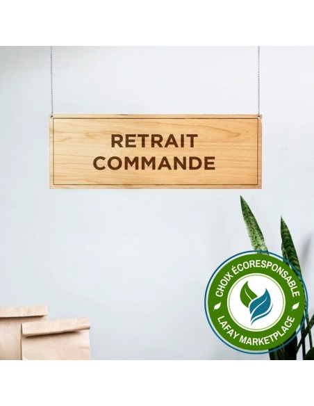 Panneau d'affichage "Retrait Commande" en bois